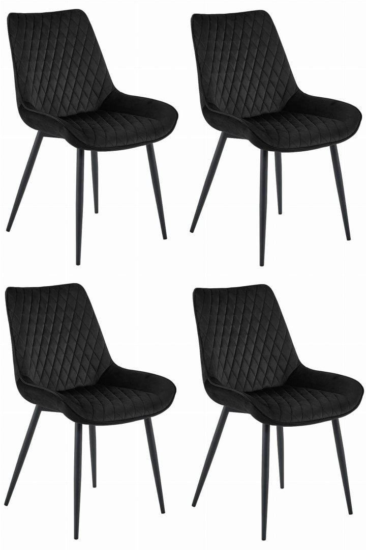 Krzesło VERDO - czarny aksamit / nogi czarne x 4