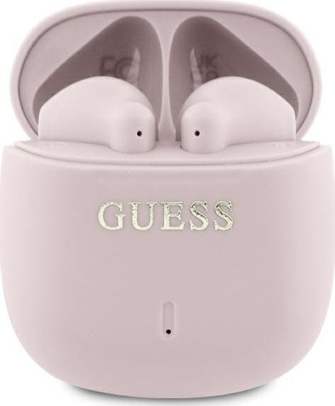 Słuchawki Guess Guess Bluetooth headphones GUTWSJ14ESGP TWS + docking station pink/pink Printed Classic Logo