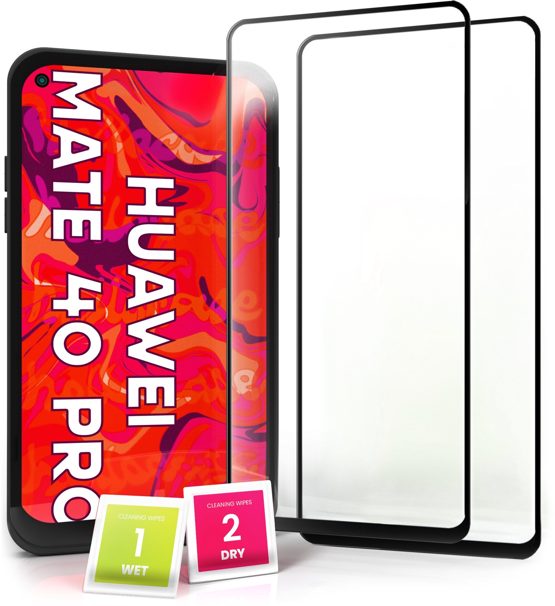 2-PAK Szkło Hartowane do Huawei Mate 40 Pro (Pełne 5D, Curved, Zakrzywione)