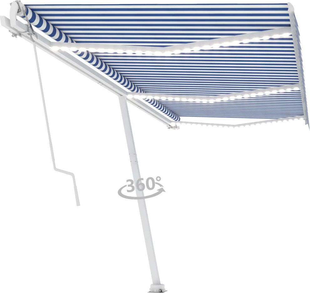 vidaXL Automatycznie zwijana markiza, LED i czujnik wiatru, 600x350 cm