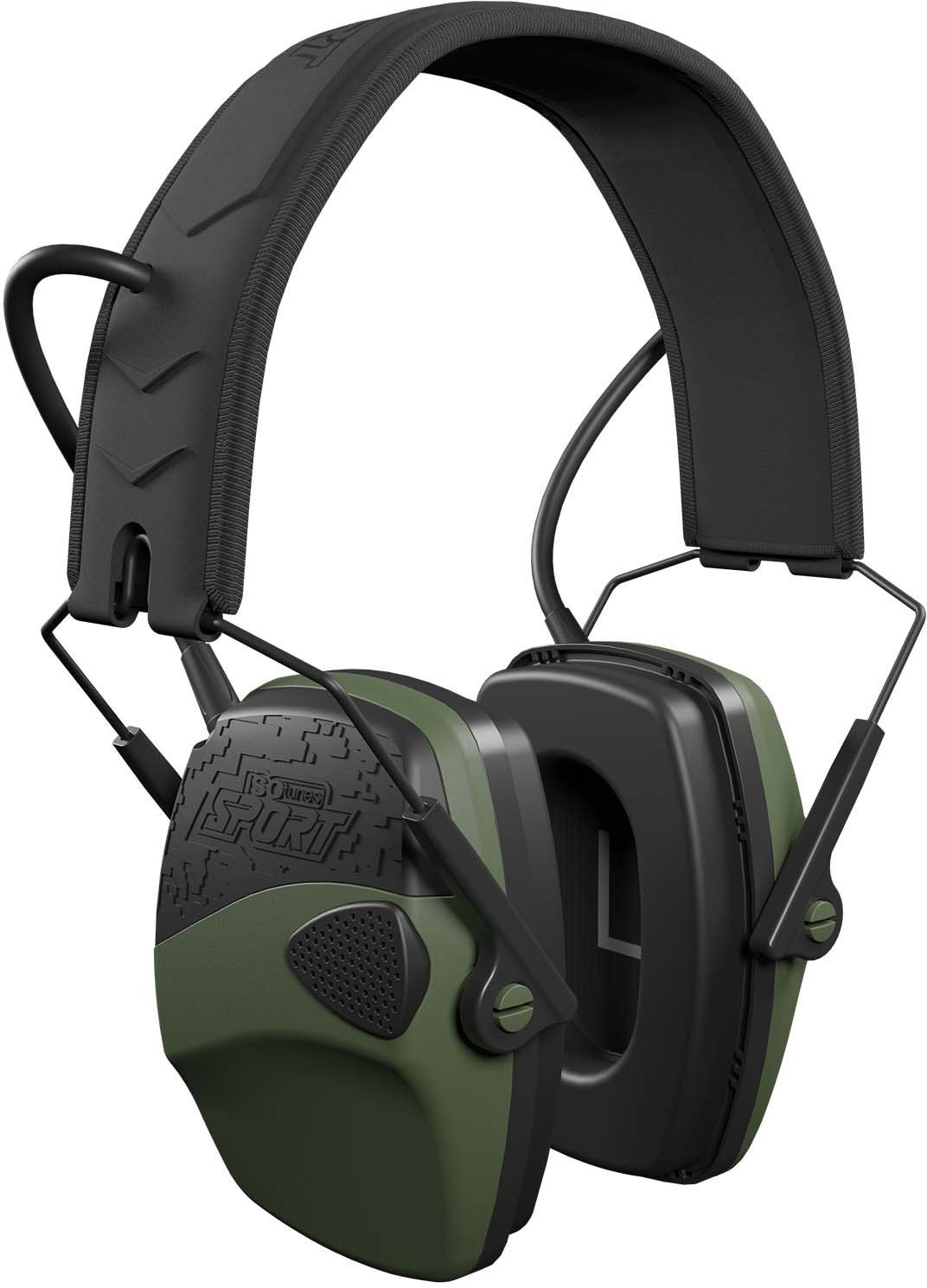 ISOTunes LINK Basic Sport - høreværn m. DEFY og med AAA batterier op til 300 timers batteritid. Farve: Sort /Militær Grøn