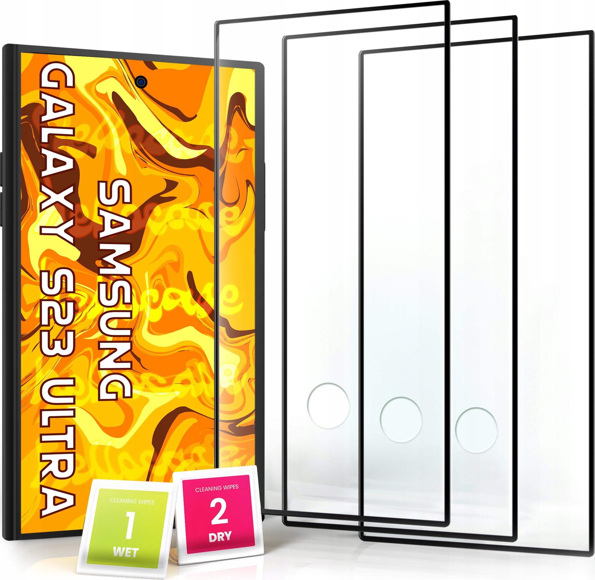 Hello Case 3-PAK Szkło Hartowane do Samsung Galaxy S23 ULTRA (na cały ekran, 9H, 5D)