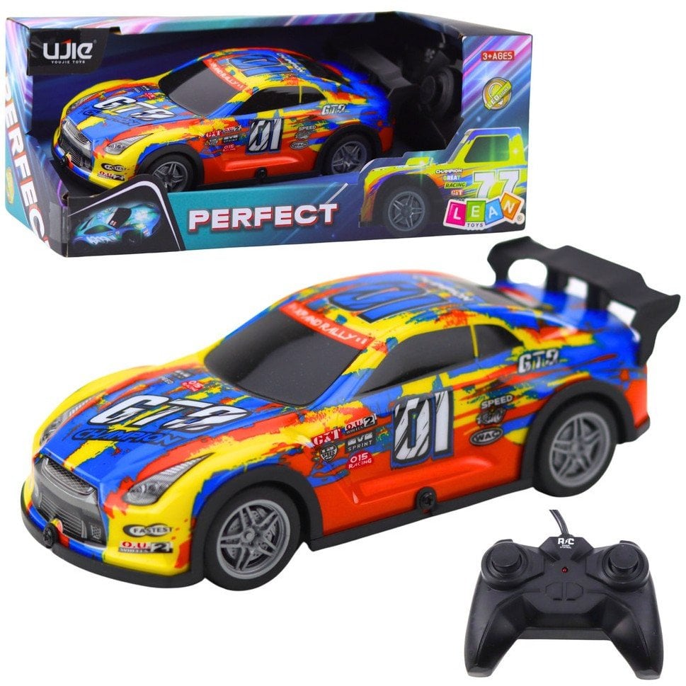 LeanToys Samochód Wyścigowy Zdalnie Sterowany RC Świecąca Obudowa Niebiesko-Żółty