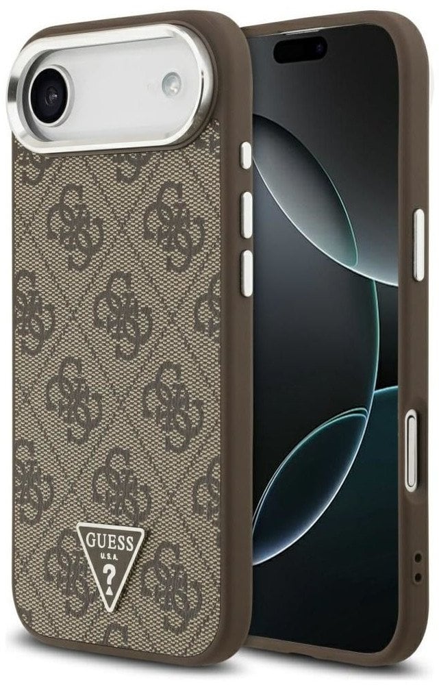 Etui Guess 4G Triangle Logo MagSafe do iPhone Air brązowy srebrny