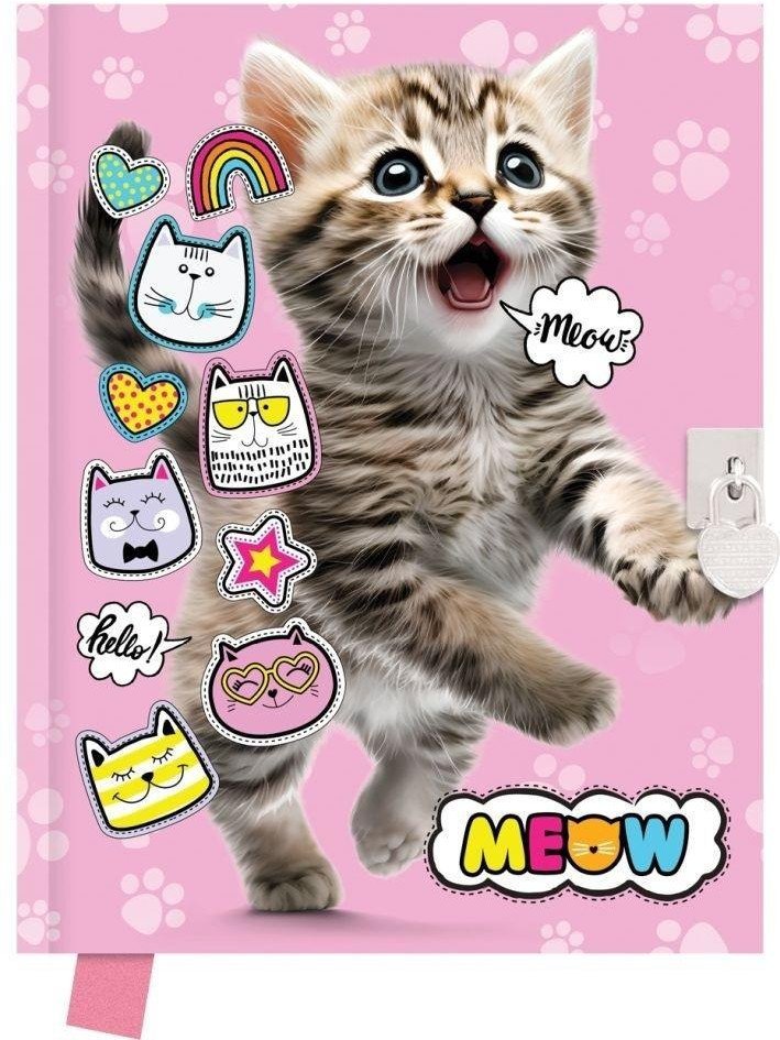 Pamiętnik z kłódką 80 kartek Meow
