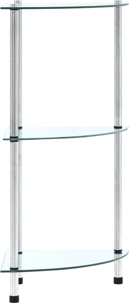 vidaXL 3-poziomowa półka, przezroczysta, 30x30x67 cm, szkło hartowane