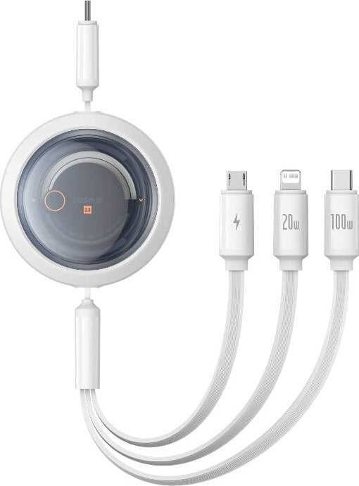 Kabel USB Baseus USB-C - USB-C + microUSB + Lightning 1.1 m Biały (BSU4919)