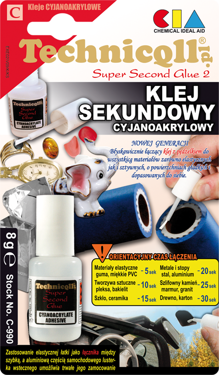 Technicqll Klej sekundowy cyjanoakrylowy z pędzelkiem 8g (C-990)