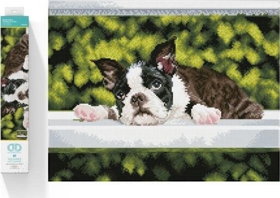 DIAMOND DOTZ Haft diamentowy Diamond Dotz Diamentowa mozaika Piesek leżący Boston Blues 55x45cm DQ10018