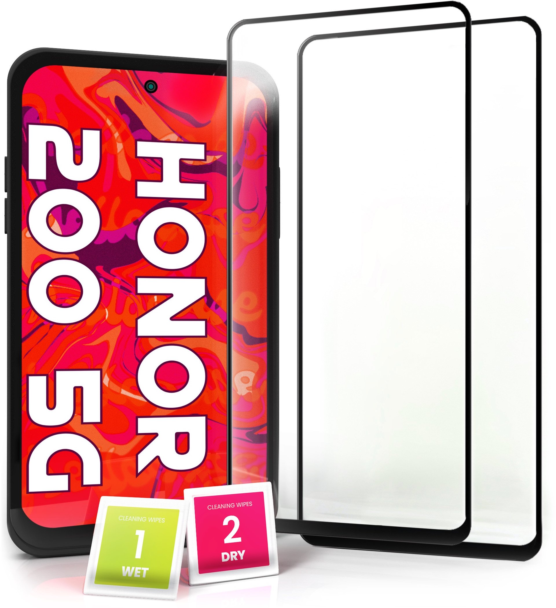 2-Pak Szkło Hartowane do Honor 200 (Pełne 5D, Curved, Zakrzywione, Szybka)