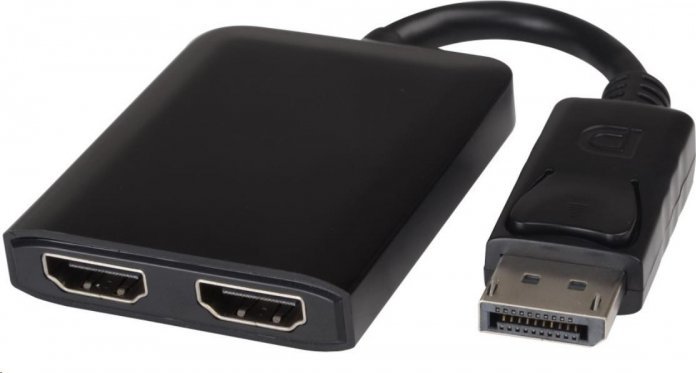 PremiumCord PREMIUMCORD Adaptér DisplayPort - 2x HDMI, MST, rozšíření+zrcadlení+2 obrazy, 4K*2K@30Hz