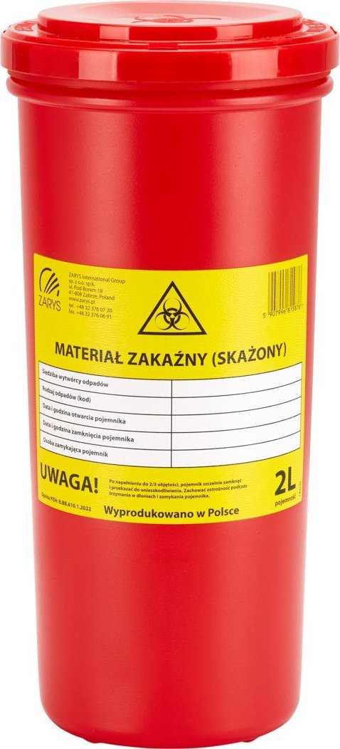 Activeshop Pojemnik na odpady medyczne 2 L czerwony