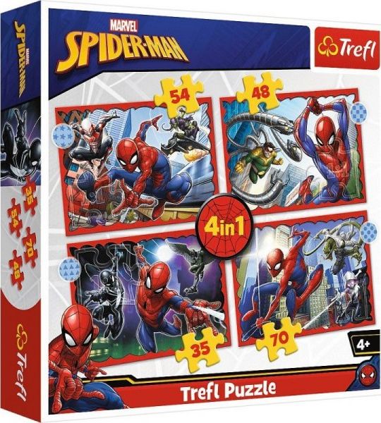 Trefl Puzzle 4w1 Bohaterski Spider-Man / Disney Marvel Spiderman 34384 Trefl