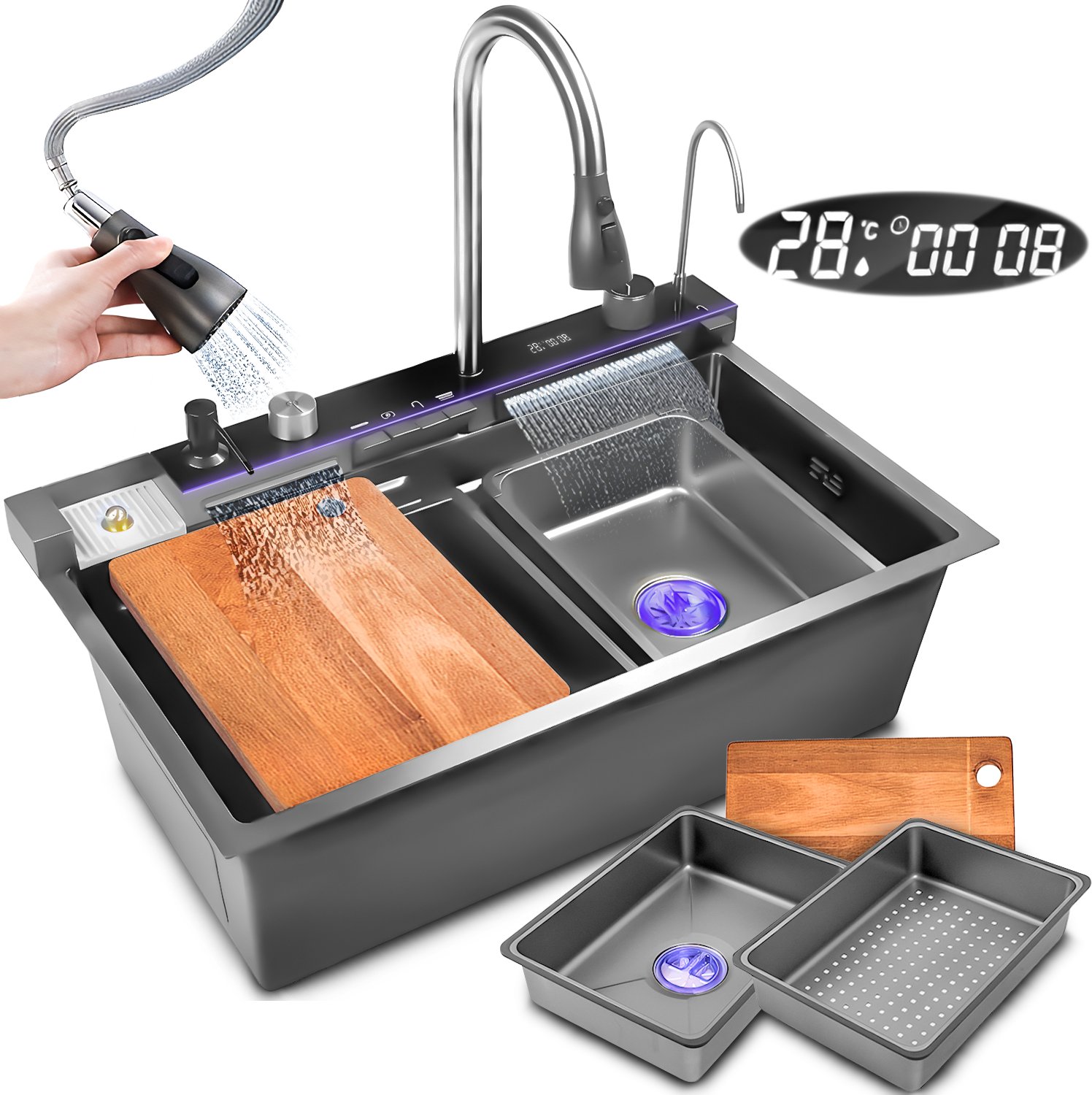 Zlew wielofunkcyjny z ociekaczem Heckermann A8046X Grafitowy