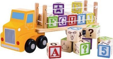 3 Sprouts Edukacyjna Drewniana Ciężarówka Klocki dla Dzieci