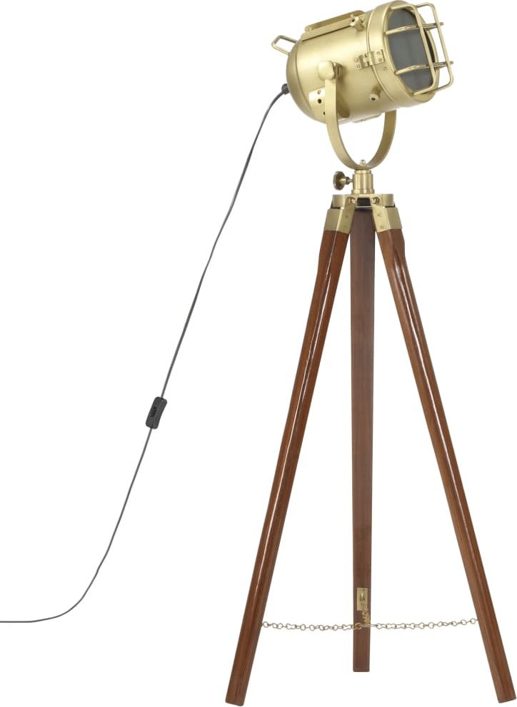 Lampa podłogowa Lumes Brązowa lampa stojąca retro z drewna mango - EX191-Savita