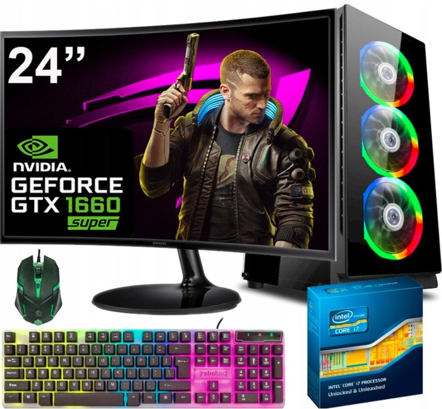 Zestaw Giga Gamer I7 16GB GTX 1660 SUPER 6GB 24"