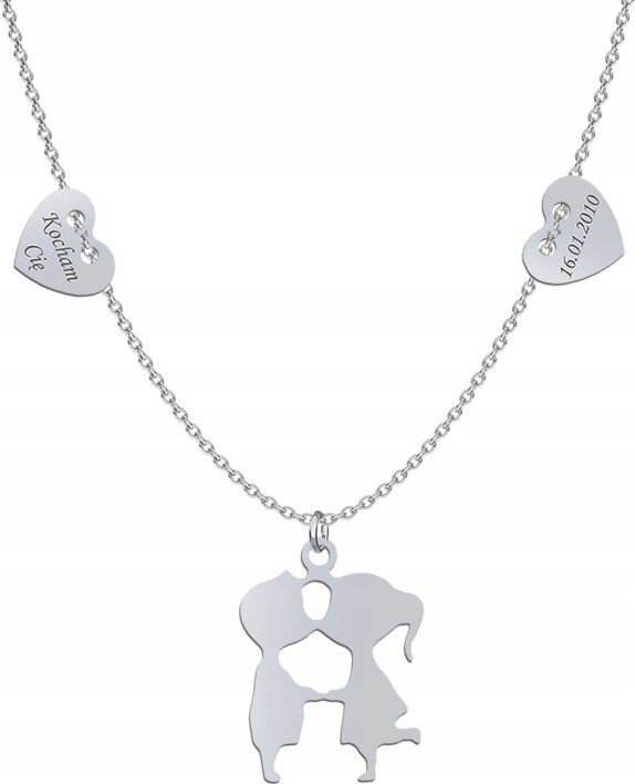 Radziszewska Jewellery Srebrny Naszyjnik SERCA ZAKOCHANA PARA GRAWER