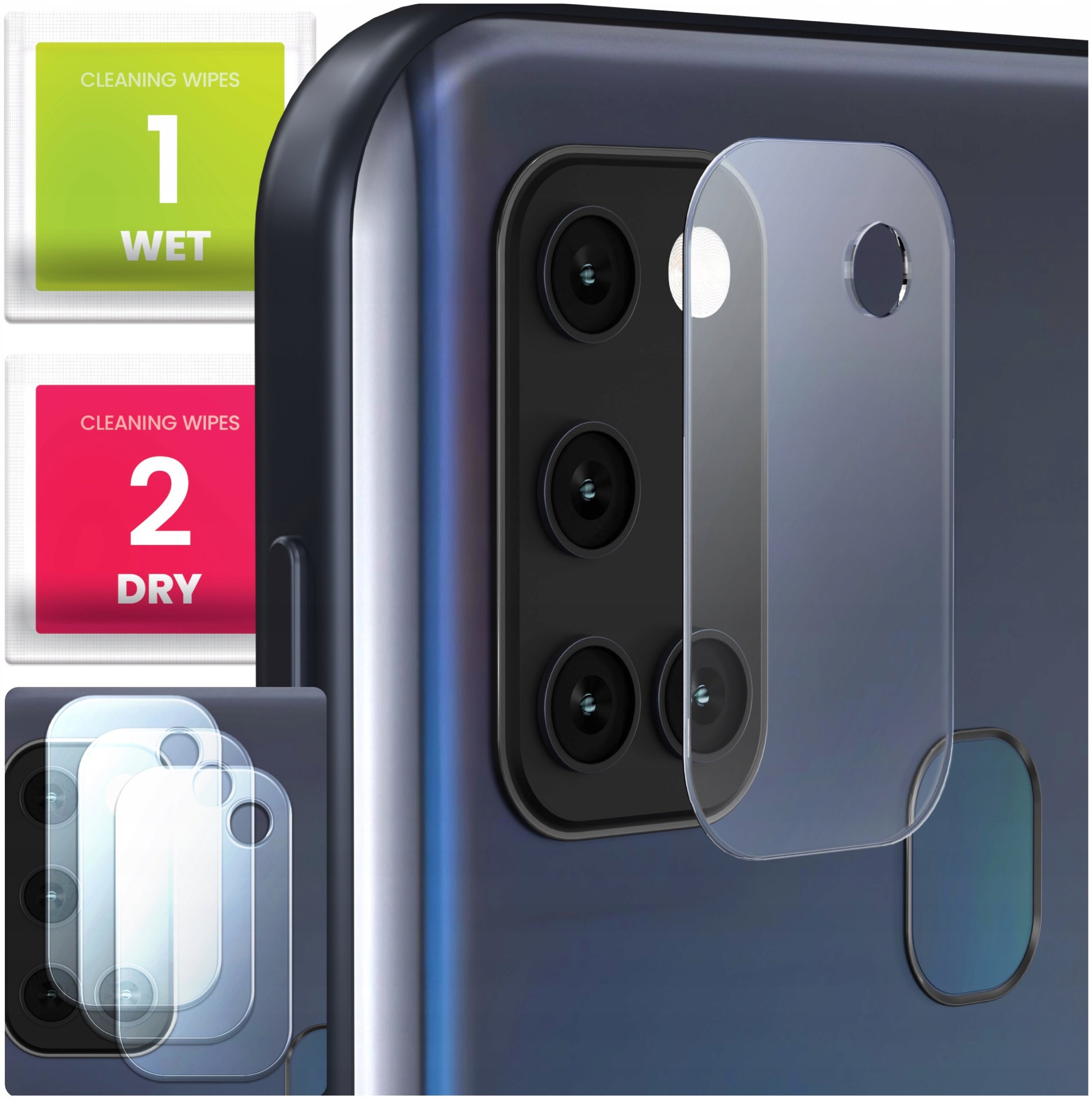 3-PAK Szkło Na Aparat Do Samsung Galaxy A21s (Hartowane, Na Obiektyw, 9H)