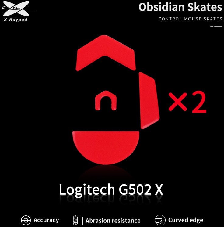 X-raypad Obsidian Skates Logitech G502 X Raudona 2 vnt. (Raudoni) Pakaitiniai Pelė Feet