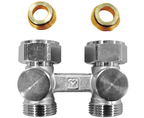 Herz Zestaw przyłączeniowy grzejnikowy prosty 3/4x1/2" z dwoma nyplami- 1376602