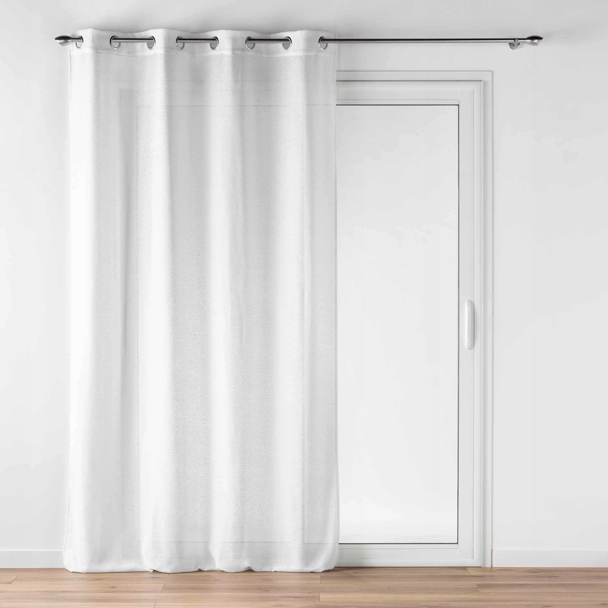 Douceur d`Interieur Biała firanka na przelotkach z efektem lnu, LUOLINE, 140 x 240 cm