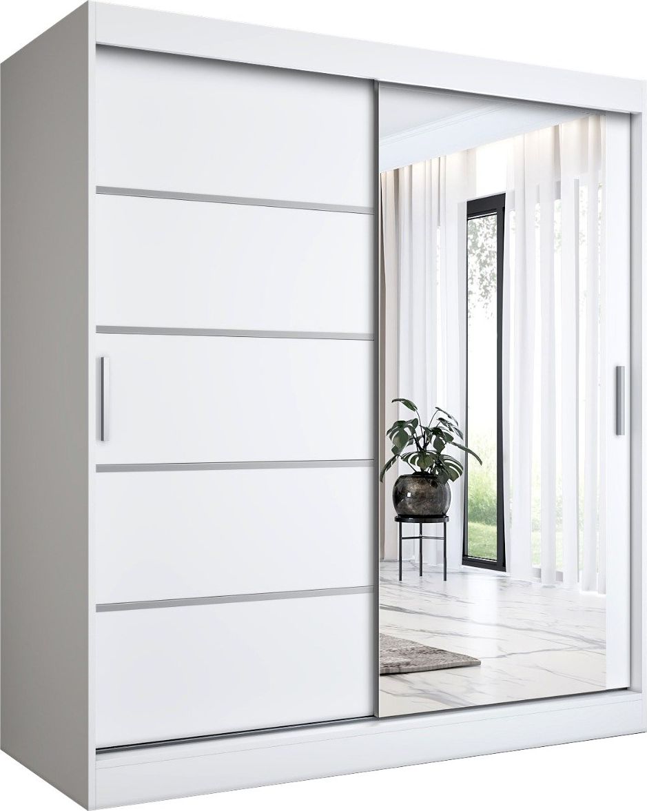 MKPOL Szafa przesuwna MODUO COMFORT 2 180 biała mat z lustrem