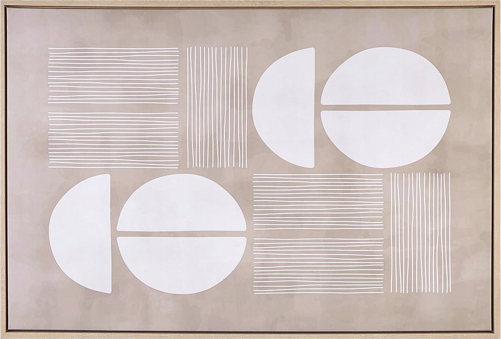 Beliani Obraz na płótnie w ramie abstrakcyjny 63 x 93 cm beżowy RACALE