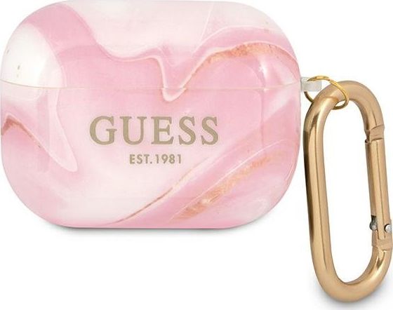 Guess Etui ochronne GUAPUNMP Marble Collection do AirPods Pro różowe