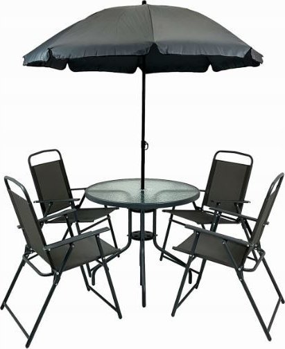 Zestaw mebli ogrodowych balkon taras CHILE stół parasol 4os. szary