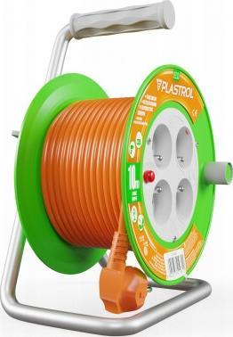 Plastrol Przedłużacz bębnowy STANDARD LINE 10m H05VV-F 3x1 4xGS /+ termik/ 10A pomarańczowy