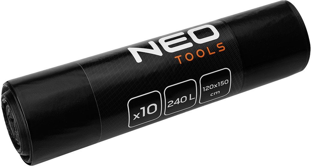 Worki budowlane 240 L, czarne, 10 sztuk, 45 mic