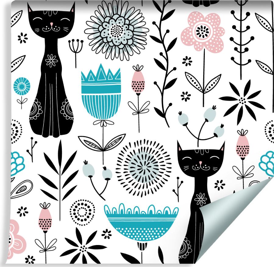 Muralo Tapeta Dla Dzieci - Kotki i Roślinki