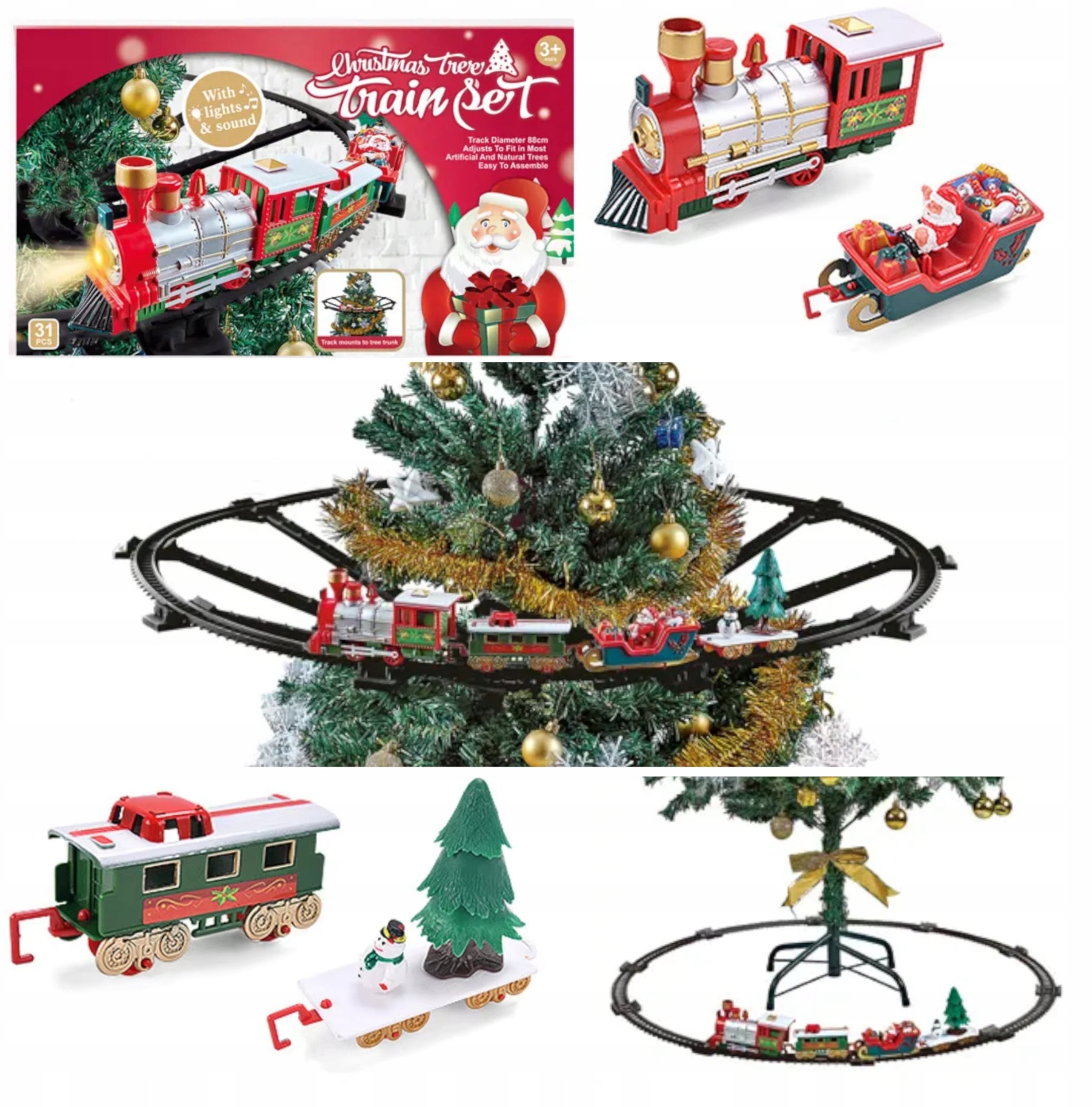 Kolejka elektryczna świąteczna pociąg ciuchcia na choinkę tory 288