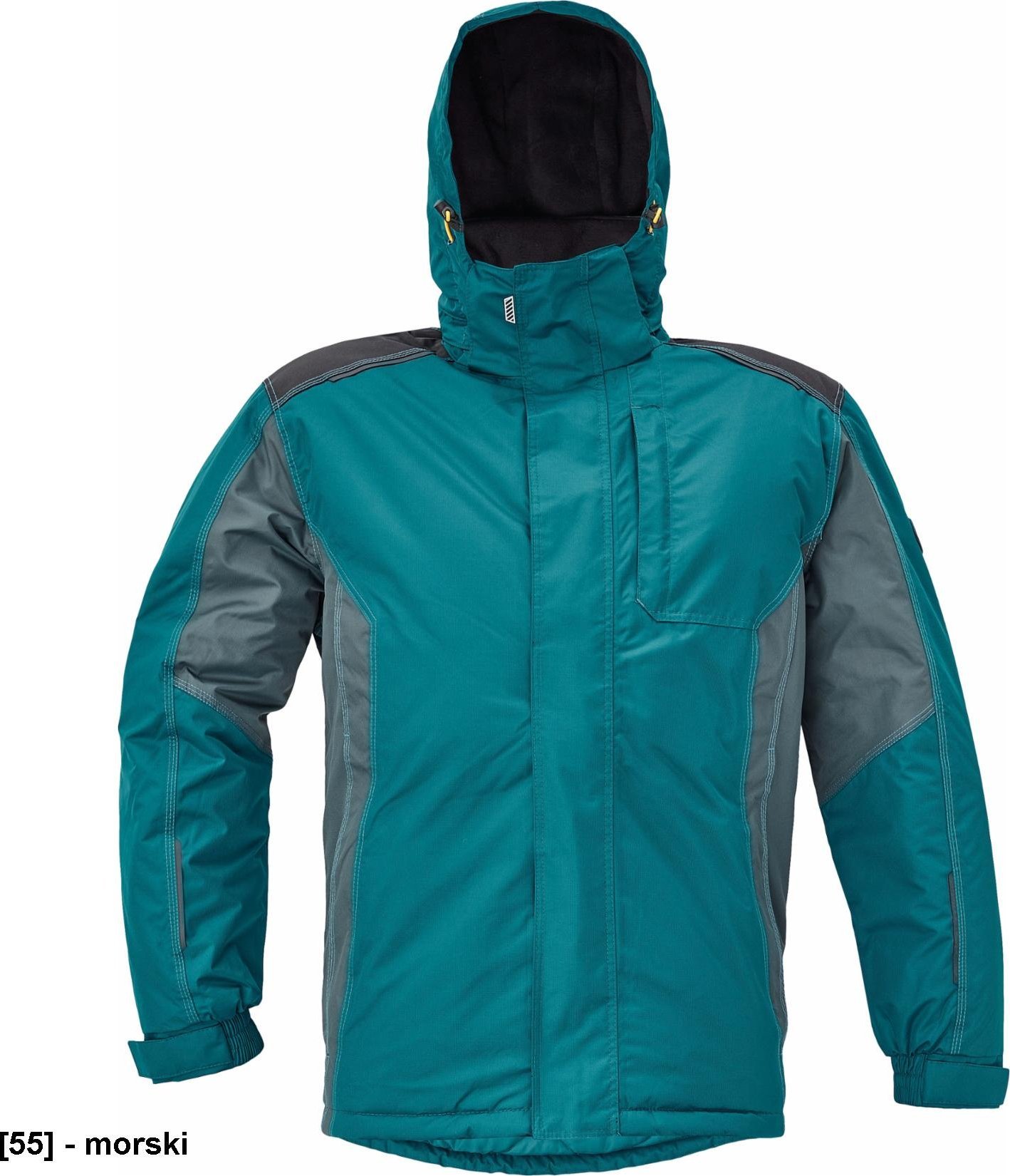 CERVA DAYBORO parka - męska kurtka zimowa, odpinany kaptur, polar kołnierz i w kapturze, odblaskowe elementy, 100% poliester - morski 3XL