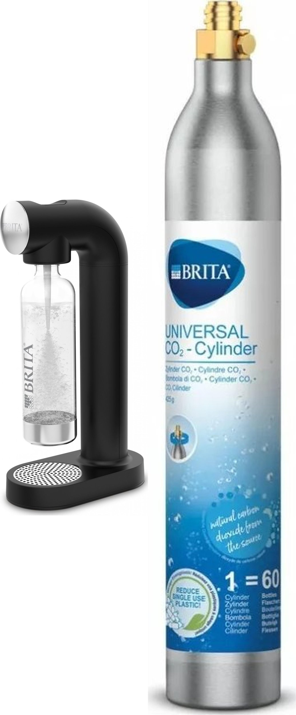Saturator Brita SodaOne Czarny + 2 naboje z gazem CO2 do saturatora sodaONE