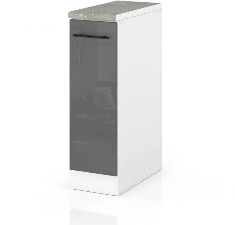 Szafka Kuchenna Stojąca Z Blatem Modułowa 40cm Spremium Szary Połysk