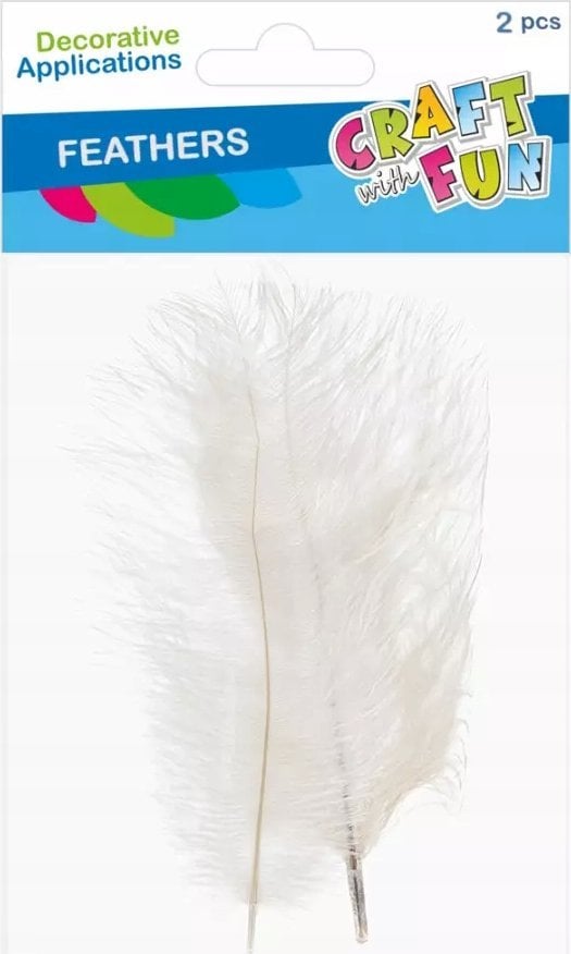 Craft with Fun OZDOBA DEK PIORKA 15-20CM 2SZT BIALE CF 12/864