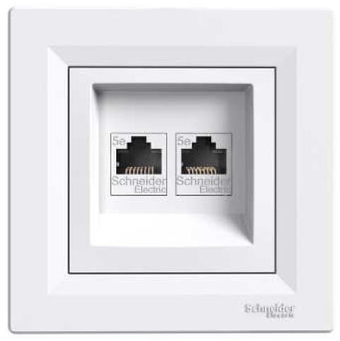 Schneider Electric Gniazdo komputerowe podwójne 2xRJ45 kat.5e białe - EPH4400121