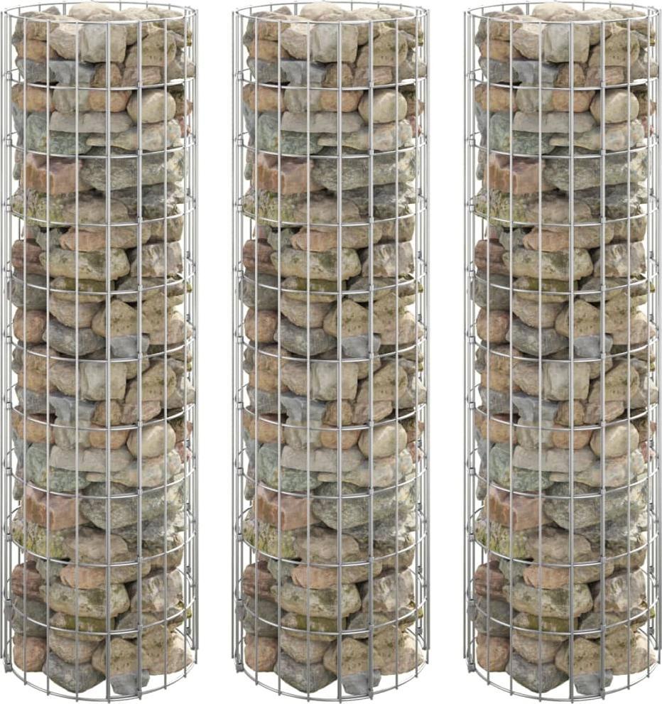vidaXL vidaXL Okrągłe donice gabionowe, podniesione, 3 szt., stal, 30x100 cm