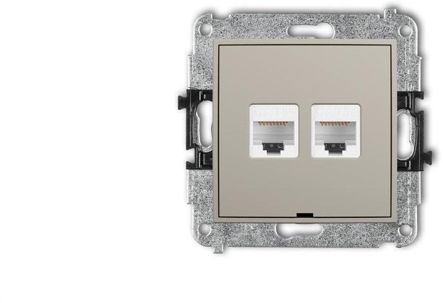 MINI Mechanizm gniazda komputerowego podwójnego 2xRJ45, kat. 5e, 8-stykowy, bez pola opisowego taupe 60MGKBO-2