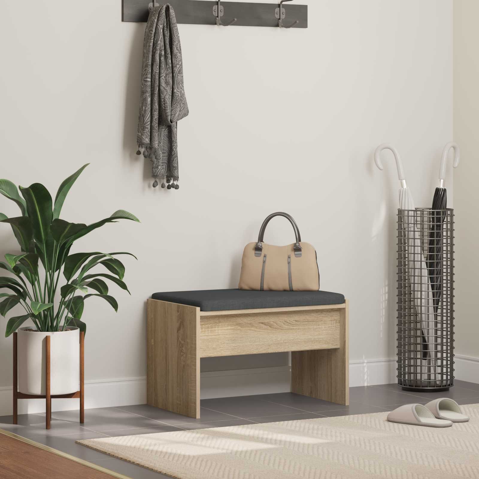 vidaXL Ławka w przedpokoju z poduszką Dąb Sonoma 63 x 38 x 40 cm