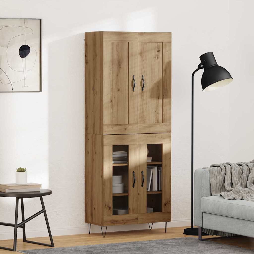 vidaXL Highboard Dąb rzemieślniczy 69,5 x 34 x 180 cm
