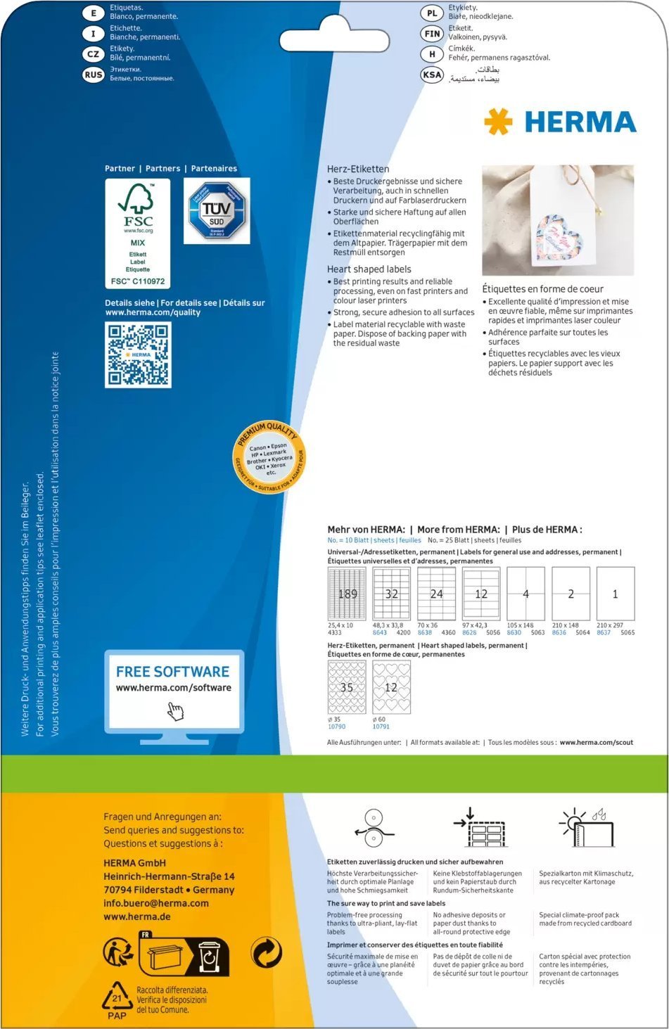 Herma HERMA Premium Etiketten in Herzform 60x60 1Stk
