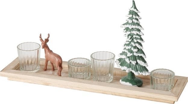 Dekoracja świąteczna Boltze Taca dekoracyjna z figurkami i świecznikami, dł. 42 cm