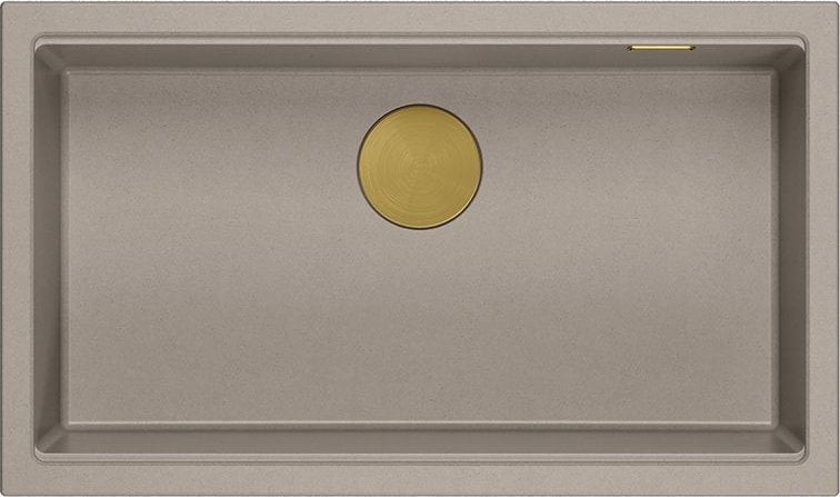 Zlewozmywak GraniteQ LOGAN 110 GraniteQ zlewozmywak soft taupe 76x44x23,5 cm 1-komorowy wpuszczany z syfonem manualnym złoty