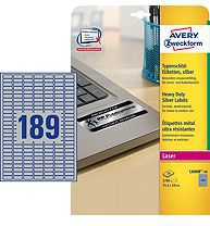 Avery Zweckform Etykiety znamionowe, srebrne 25.4x10mm 20 arkuszy ( L6008-20)