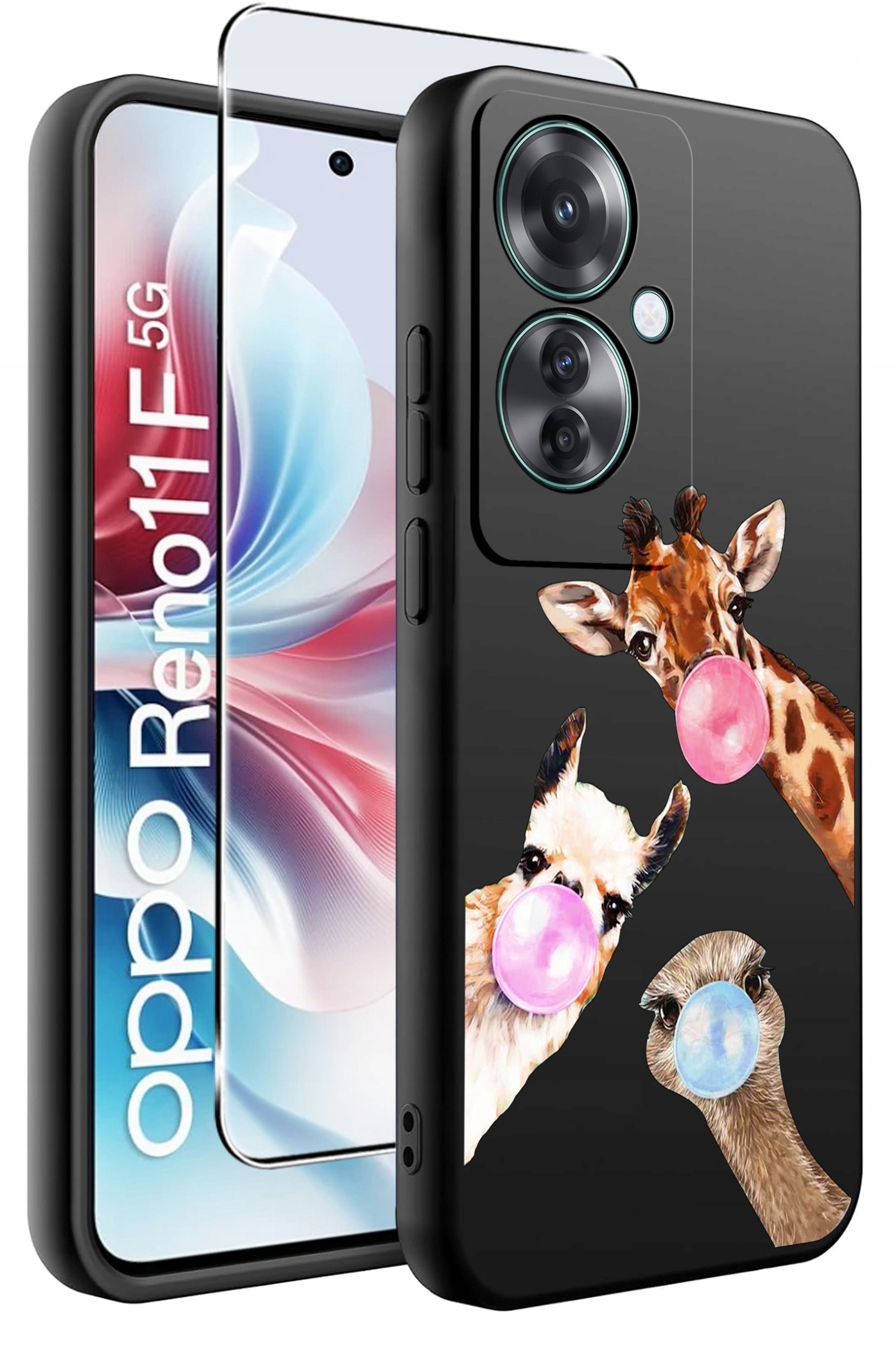 ETUI do Oppo Reno11 F 5G WZORY | SILIKONOWE MATT CASE + SZKŁO HARTOWANE 9H
