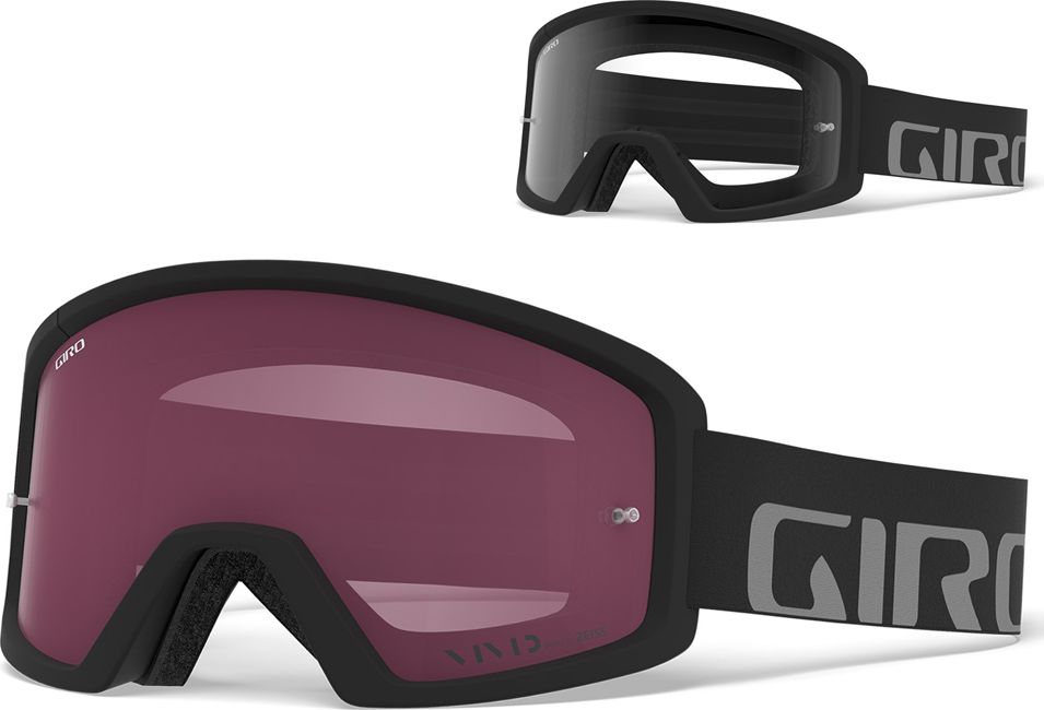 Giro Gogle GIRO BLOK MTB black grey (Szyba Czerwona Lustrzana VIVID-Carl Zeiss TRAIL + Szyba Przeźroczysta 99% S0)