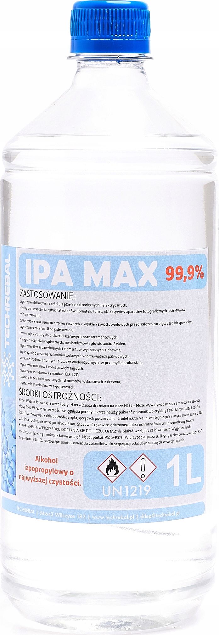 Techrebal Alkohol izopropylowy Techrebal IPA MAX 99,9% 1L